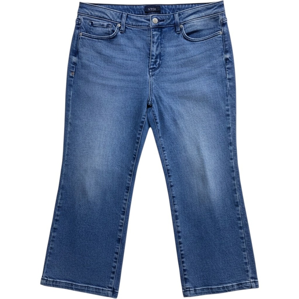NYDJ Lift Tuck Technology Jeans Sz 12 Mid Rise Straight Crop Blue Denim Primland